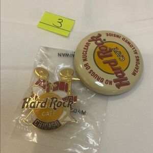 Hard Rock Cafe Chicago Pin and Button Set